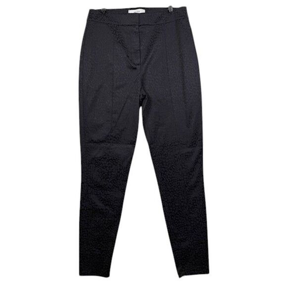 REISS Lio Leopard Pattern Jacquard Skinny Trousers Pants Black Zip Ankle Size 6 - Picture 2 of 14